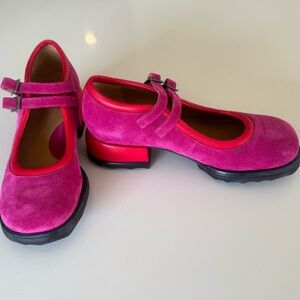 John Fluevog| Mary Jane | Pink and Red Block Heel| Dallas Limited Edition-Size 8